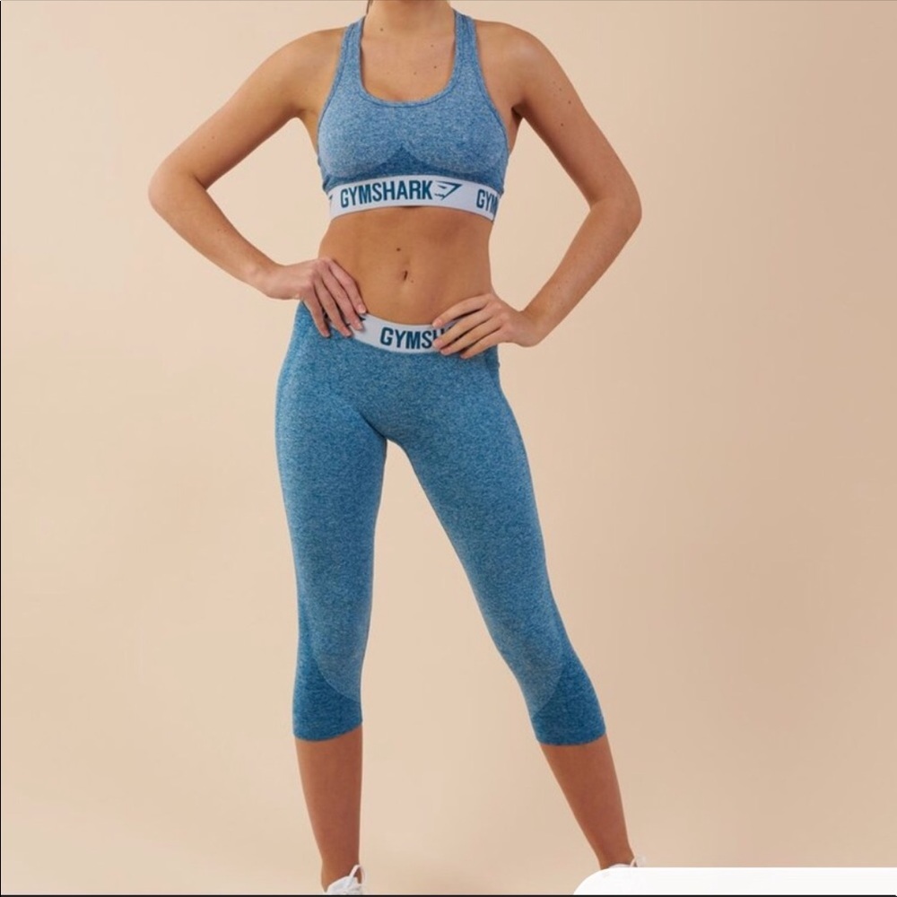 Blue Gymshark “flex” crop leggings